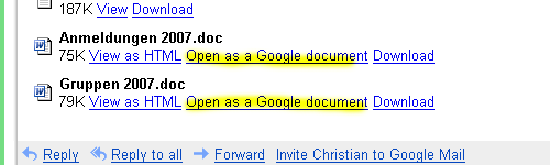 Google Document in Google Mail